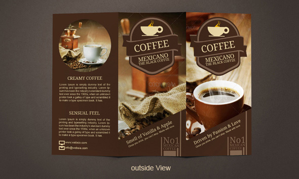Coffee tri fold brochure template  Top Newsletter Template